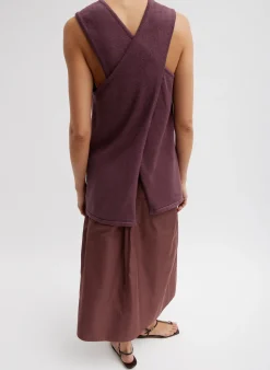 Clearance Tibi Cotton Criss Cross Sleeveless Sweater Cinnamon