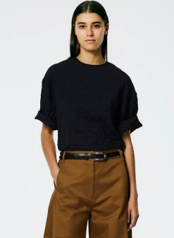 Online Tibi Crinkle Shirting Easy T-Shirt Midnight Navy