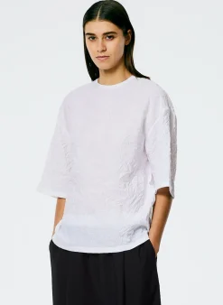 Tibi Crinkle Shirting Easy T-Shirt White