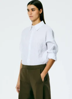 Outlet Tibi Crinkle Shirting Oversized Shirt White