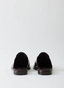 Outlet Tibi Croc Print Pedro Slide Square Toe Loafer Dark Brown