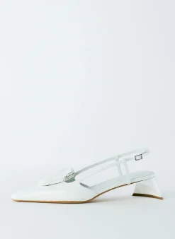 Outlet Tibi Croc Print Victor Slingback White