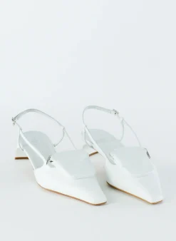 Outlet Tibi Croc Print Victor Slingback White