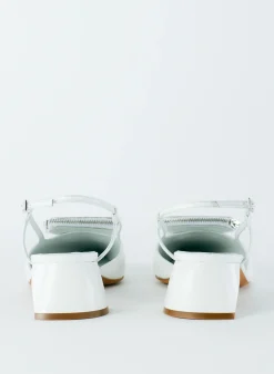 Outlet Tibi Croc Print Victor Slingback White