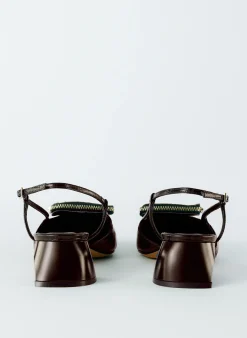 Hot Tibi Croc Print Victor Slingback Brown