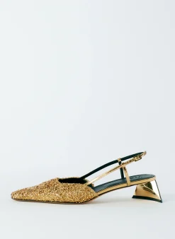 Online Tibi Curly Victor Slingback Gold