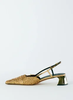 Online Tibi Curly Victor Slingback Gold