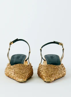 Online Tibi Curly Victor Slingback Gold