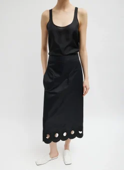 Sale Tibi Daisy Embroidered Nylon Skirt Black