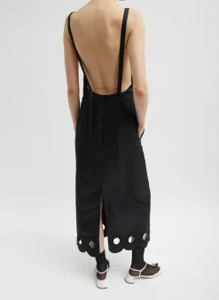 Outlet Tibi Daisy Embroidery Long Dress Black