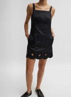 Outlet Tibi Daisy Embroidery Short Dress Black