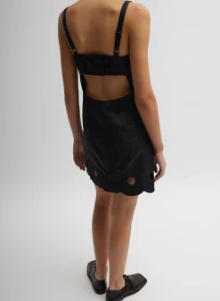 Outlet Tibi Daisy Embroidery Short Dress Black
