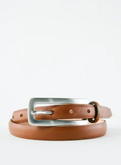 Discount Tibi Darwin Leather Belt Cognac