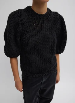 Online Tibi Deluxe Tube Yarn Sweater Mini Puff Pullover Black