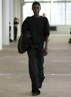 Online Tibi Deluxe Tube Yarn Sweater Mini Puff Pullover Black