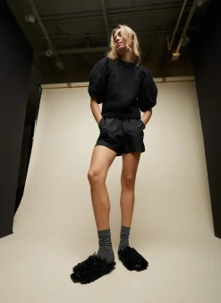 Online Tibi Deluxe Tube Yarn Sweater Mini Puff Pullover Black