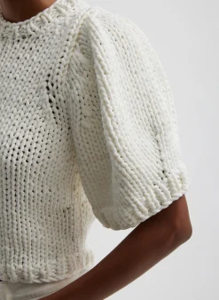 Online Tibi Deluxe Tube Yarn Sweater Mini Puff Pullover White