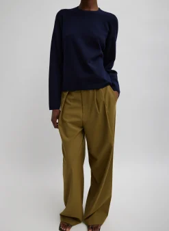 Discount Tibi Double Faced Cashmere Oversized Easy Sweater Dark Navy