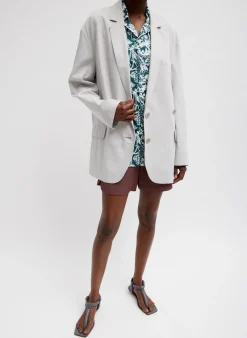 Discount Tibi Drapey Suiting Liam Blazer Stone