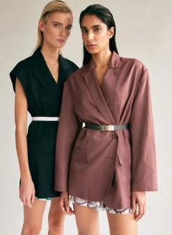 Outlet Tibi Drapey Suiting Liam Blazer Cinnamon