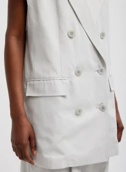Outlet Tibi Drapey Suiting Oversized Double Breasted Vest Stone