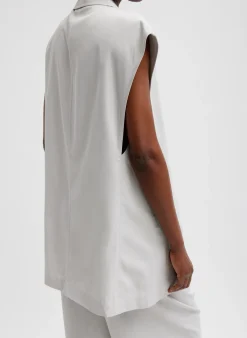 Outlet Tibi Drapey Suiting Oversized Double Breasted Vest Stone