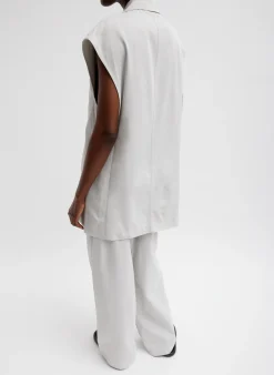 Outlet Tibi Drapey Suiting Oversized Double Breasted Vest Stone