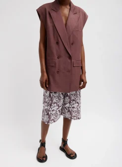 Online Tibi Drapey Suiting Oversized Double Breasted Vest Cinnamon
