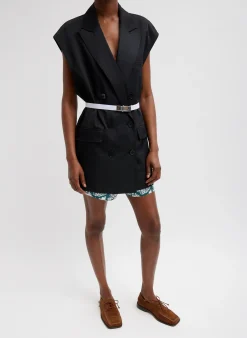 Online Tibi Drapey Suiting Oversized Double Breasted Vest Black