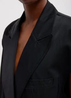 Online Tibi Drapey Suiting Oversized Double Breasted Vest Black