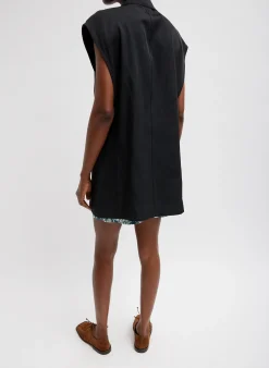 Online Tibi Drapey Suiting Oversized Double Breasted Vest Black