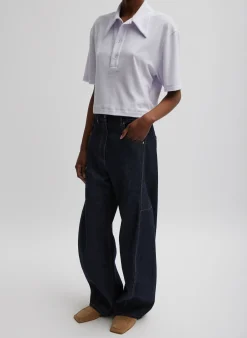 Tibi Dry Loop Terry Easy Polo Shirt Pale Lavender