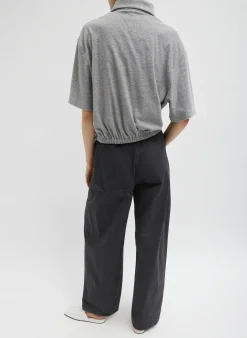 Best Tibi Dry Loop Terry Easy Polo Shirt Heather Grey