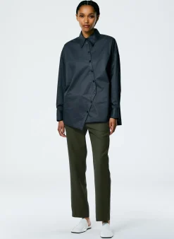 Outlet Tibi Eco Poplin Asymmetrical Shirt Navy Fog