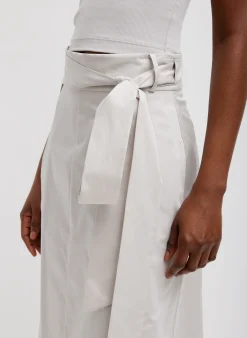Outlet Tibi Eco Poplin Back Wrap Skirt Stone