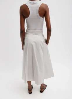 Outlet Tibi Eco Poplin Back Wrap Skirt Stone