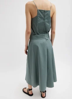 Hot Tibi Eco Poplin Back Wrap Skirt Green Limestone