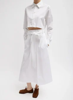 Hot Tibi Eco Poplin Back Wrap Skirt White