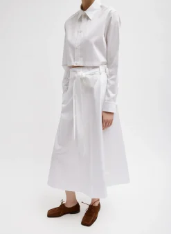 Hot Tibi Eco Poplin Back Wrap Skirt White