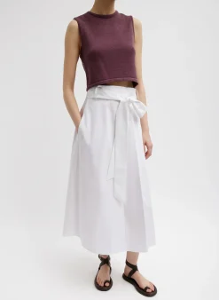 Hot Tibi Eco Poplin Back Wrap Skirt White