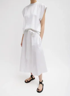 Hot Tibi Eco Poplin Back Wrap Skirt White