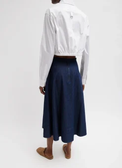 Sale Tibi Eco Poplin Cropped Shirt White