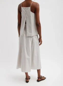 Best Tibi Eco Poplin Cropped Square Neck Criss Cross Tank Stone