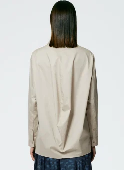 Tibi Eco Poplin Funnelneck Top Ash