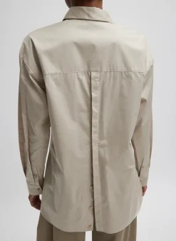 Hot Tibi Eco Poplin Shirt With Tucked Sleeve Light Stone