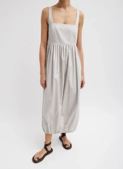 Outlet Tibi Eco Poplin Square Neck Sculpted Dress Stone