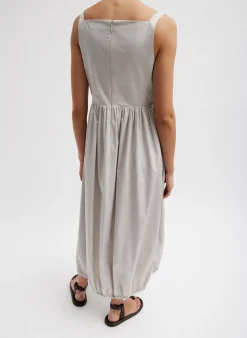 Outlet Tibi Eco Poplin Square Neck Sculpted Dress Stone