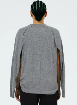 Hot Tibi Feather Weight Cashmere Easy Cocoon Tunic Heather Grey