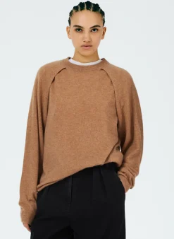 Tibi Feather Weight Cashmere Easy Cocoon Tunic Sand