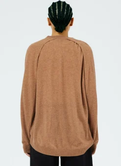 Tibi Feather Weight Cashmere Easy Cocoon Tunic Sand